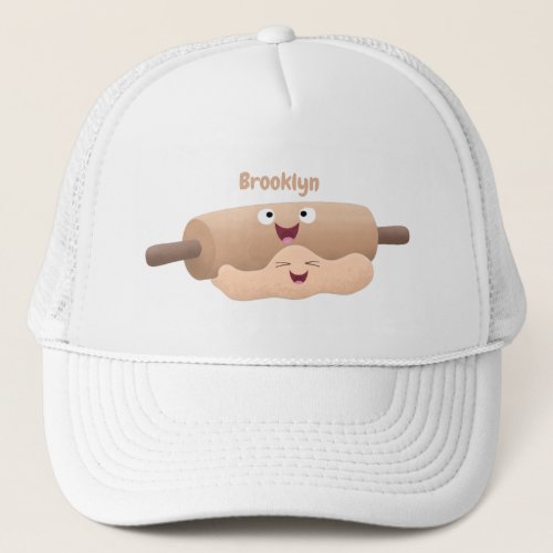 Cute rolling pin and dough pastry baking cartoon  trucker hat