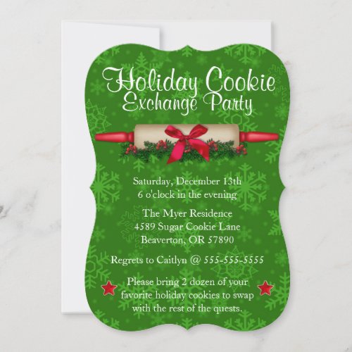 Cute Rolling Pin Cookie Exchange Holiday Invite