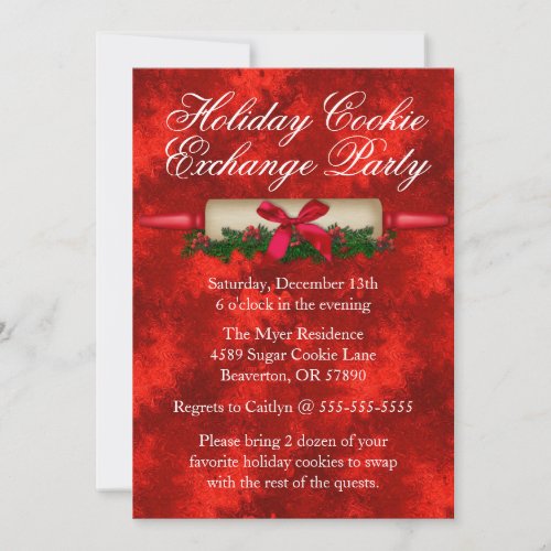 Cute Rolling Pin Cookie Exchange Holiday Invite