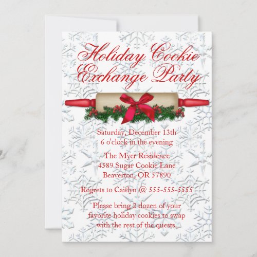 Cute Rolling Pin Cookie Exchange Holiday Invite