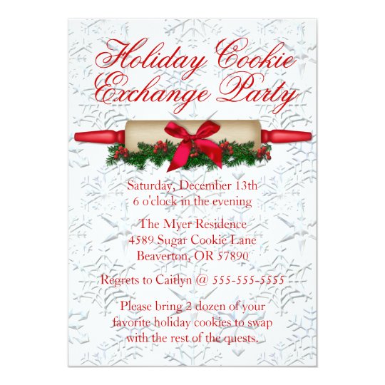 Cute Rolling Pin Cookie Exchange Holiday Invite