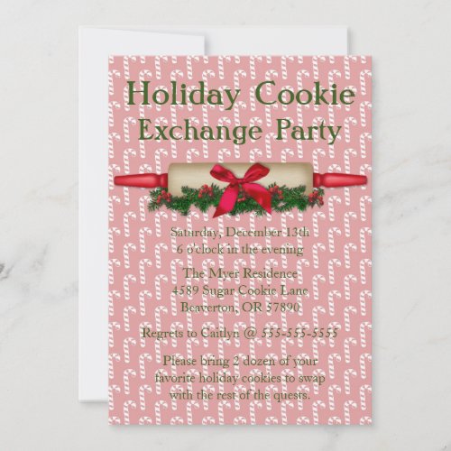 Cute Rolling Pin Cookie Exchange Holiday Invite