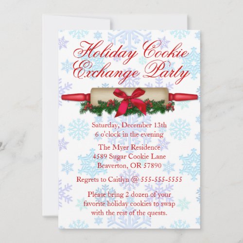 Cute Rolling Pin Cookie Exchange Holiday Invite