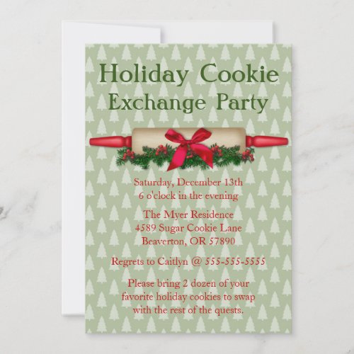 Cute Rolling Pin Cookie Exchange Holiday Invite