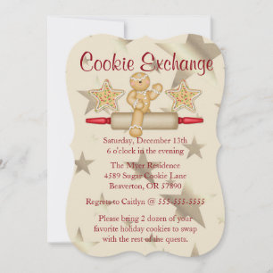Cute Rolling Pin Cookie Exchange Holiday Invite