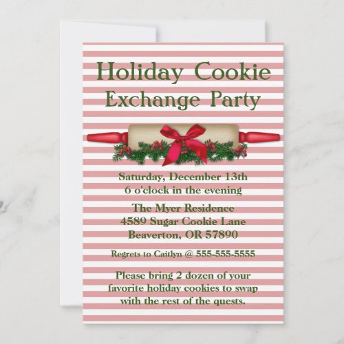 Cute Rolling Pin Cookie Exchange Holiday Invite
