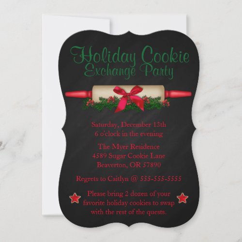 Cute Rolling Pin Cookie Exchange Holiday Invite