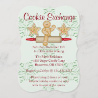 Cute Rolling Pin Cookie Exchange Holiday Invite