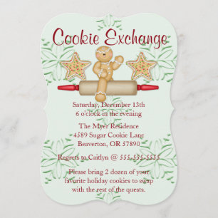 Cute Rolling Pin Cookie Exchange Holiday Invite