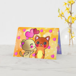 Cute Romance Couple Cats for Valentines Card