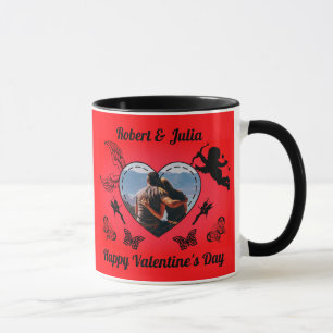 Cute Romance Cupid Photo Red Heart Valentines Day Mug