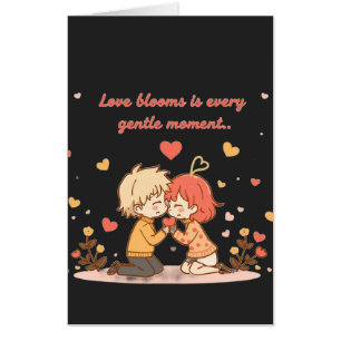 Cute Romantic Anime Couple - Love Moment Card