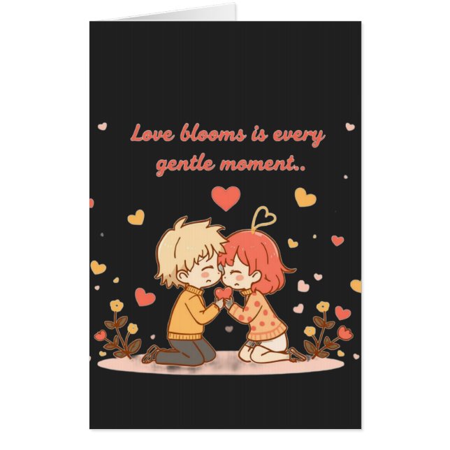 Cute Romantic Anime Couple - Love Moment Card (Front)