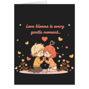 Cute Romantic Anime Couple - Love Moment Card