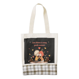 Cute Romantic Anime Couple - Love Moment Zazzle HEART Tote Bag