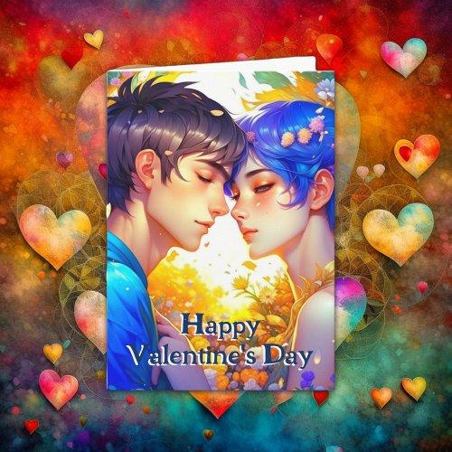 Cute Romantic Anime Couple Valentines Day Card