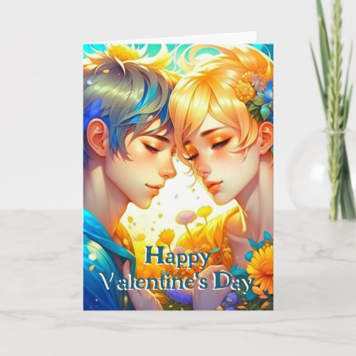 Cute Romantic Anime Couple Valentines Day Card