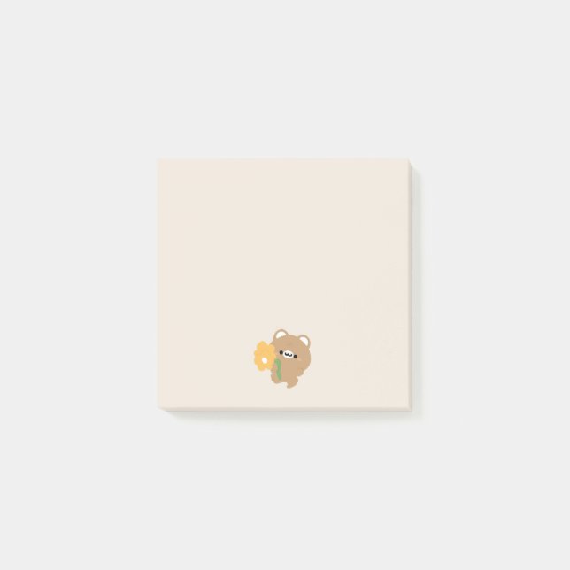 Cute Romantic Brown Bear Post-it Notes (Front)