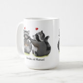 Cute Romantic Cartoon Raccoon Couple Coffee Mug (Front Left)
