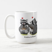 Cute Romantic Cartoon Raccoon Couple Coffee Mug (Left)