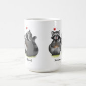 Cute Romantic Cartoon Raccoon Couple Coffee Mug (Center)