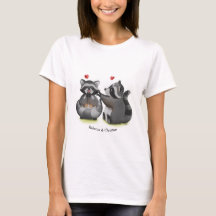 Cute Romantic Cartoon Raccoon Couple T-Shirt