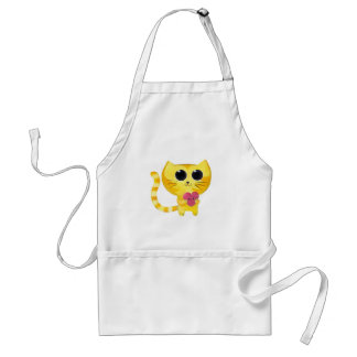 Cute Romantic Cat with Smiling Heart Adult Apron
