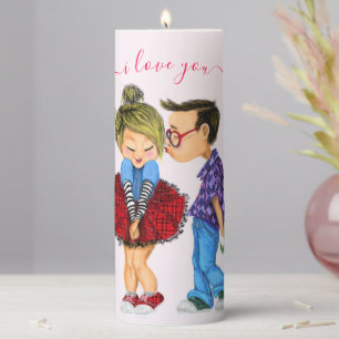 Cute Romantic Couple Candle Text - I Love You