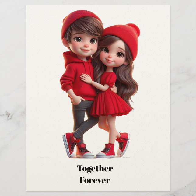 Cute Romantic Couple Card – A Happy Valentine (Front)