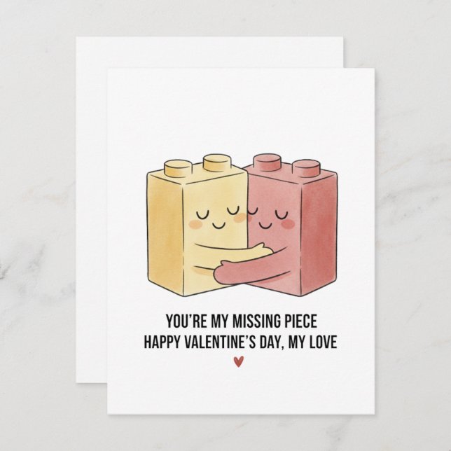 Cute Romantic Couple Card for Valentine’s Day XO (Front/Back)