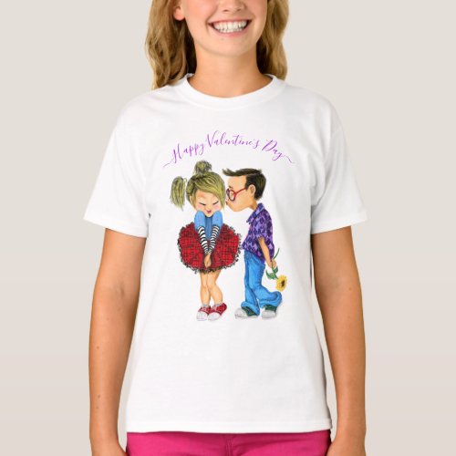 Cute Romantic Couple Love _ Happy valentines Day T_Shirt