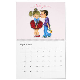 Cute Romantic Couple - Love - I Love You - Kiss Calendar