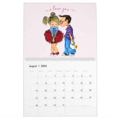 Cute Romantic Couple _ Love _ I Love You _ Kiss Calendar