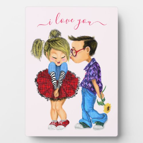 Cute Romantic Couple _ Love _ I Love You _ Kiss  Plaque