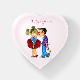 Cute Romantic Couple - Love - Kiss - I Love You ! Paperweight