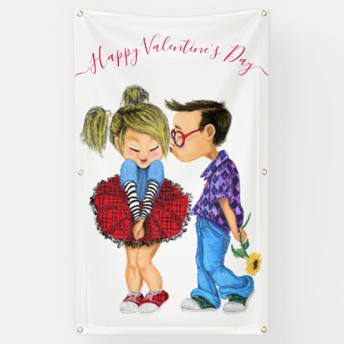 Cute Romantic Couple _ Love _ Valentines Day Kiss Banner