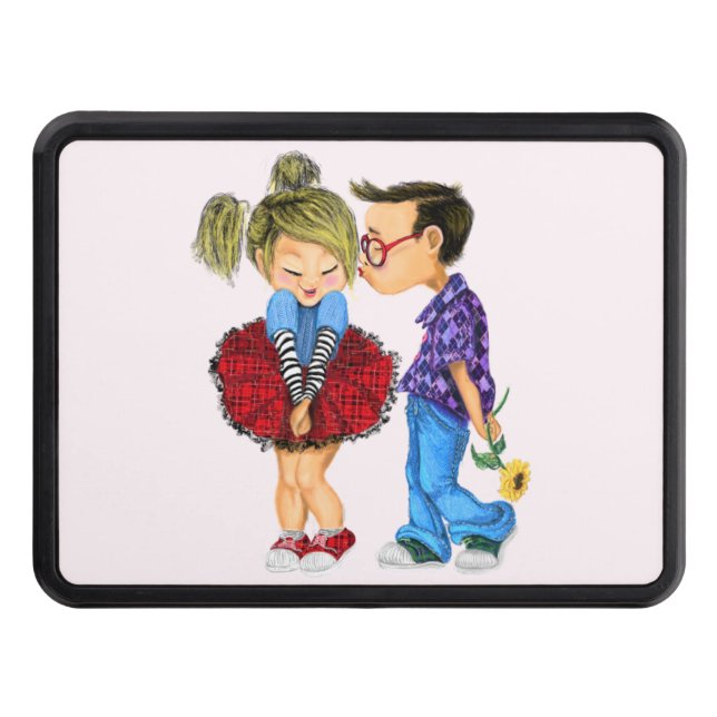 Cute Romantic Couple - Love - Valentine's Day Kiss Hitch Cover (Front)