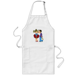 Cute Romantic Couple - Love - Valentine's Day Kiss Long Apron