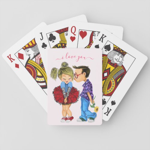 Cute Romantic Couple _ Love _ Valentines Day Kiss Poker Cards