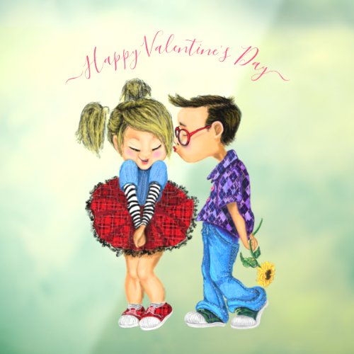 Cute Romantic Couple _ Love _ Valentines Day Kiss Window Cling