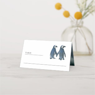 Cute Romantic Couple Penguin Wedding Place Card