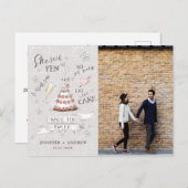 cute romantic doodle Photo Save The Date Postcard (Front/Back)