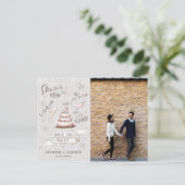 cute romantic doodle Photo Save The Date Postcard (Standing Front)