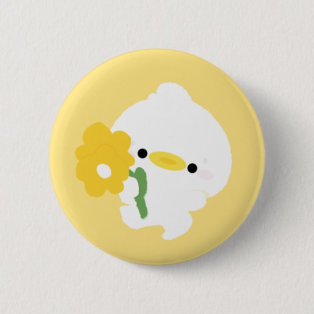 Cute Romantic Duck Button (Front)