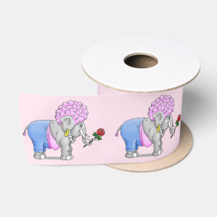 Cute Romantic Elephant Satin Ribbon