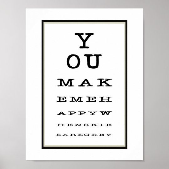 eye 8.5 x 11 test chart White Poster Test Chart Eye Romantic Zazzle.com  Cute  Black
