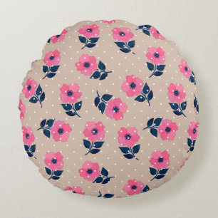 Cute Romantic Floral Design Round Pillow