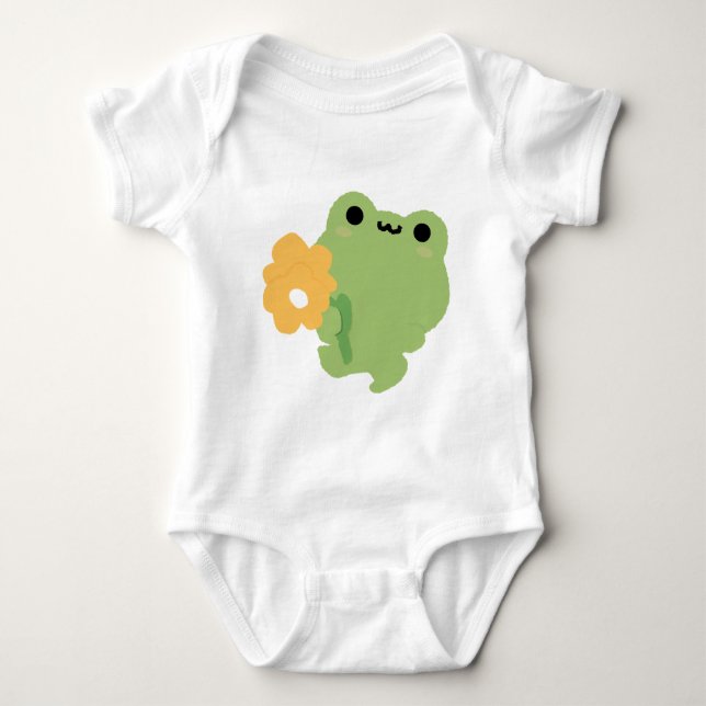 Cute Romantic Frog Baby Bodysuit (Front)