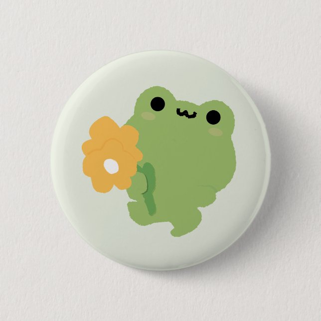 Cute Romantic Frog Button (Front)