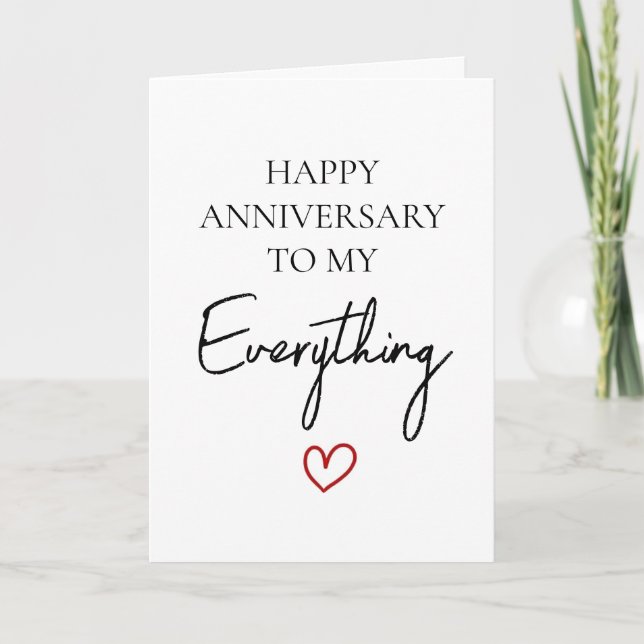 Cute Romantic Happy Anniversary My Love Minimalist Card (Front)